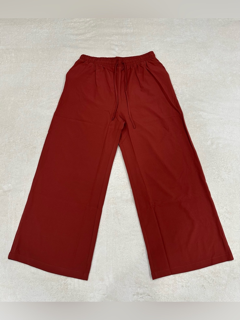 Women's Lightweight Wide-Leg Drawstring Pants Red Size XL